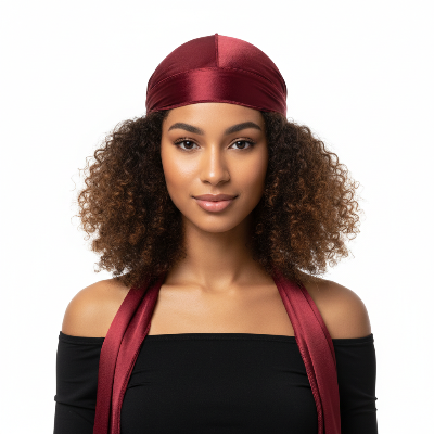 Duo Durag Elite bordeaux femme cheveux boucles