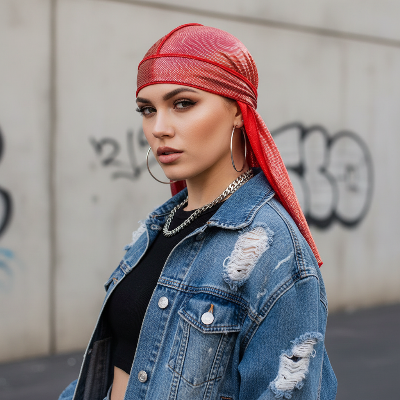 Durag Cercle Laser rouge style affirmé femme
