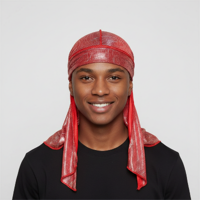 Durag Cercle Laser rouge  vue de face homme
