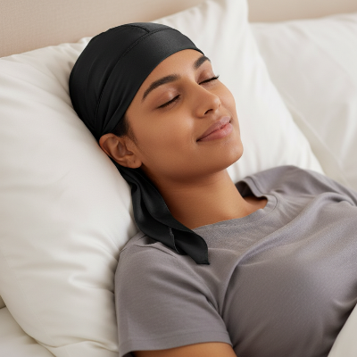 Durag Pirate Satiné SilkFlow noir protection cheveux nuit