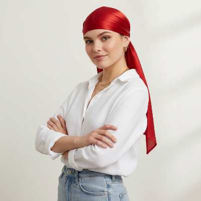 Durag Pirate Satiné SilkFlow rouge femme style casual