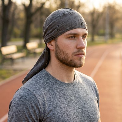 Durag Premium Waves gris foncé homme dans parc