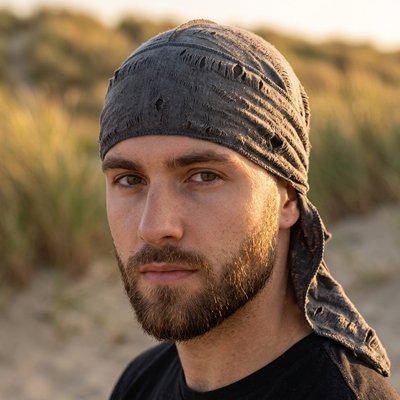 Durag Premium Waves noir bandes longues ajustables