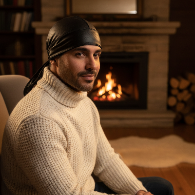 Durag Respirant noir homme hiver intérieur cosy