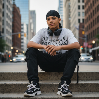 Durag Soyeux noir ado style urbain streetwear hip-hop