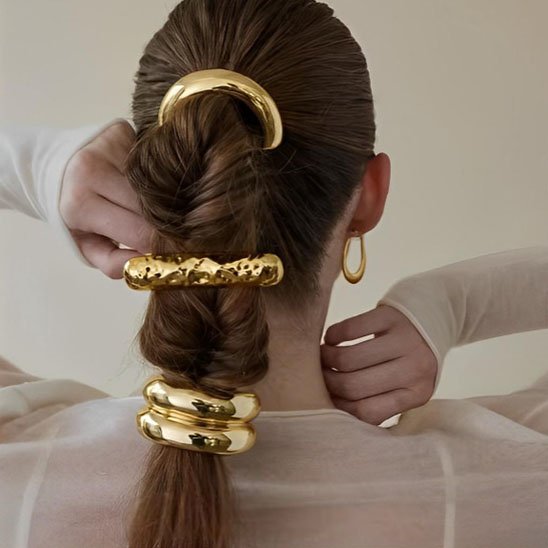 Elastique cheveux métallique Luxory dore accessoire coiffure premium incontournables coiffures