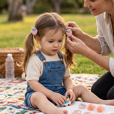 Élastique Cheveux Fille Fantaisie Assortie mère coiffe fille parc