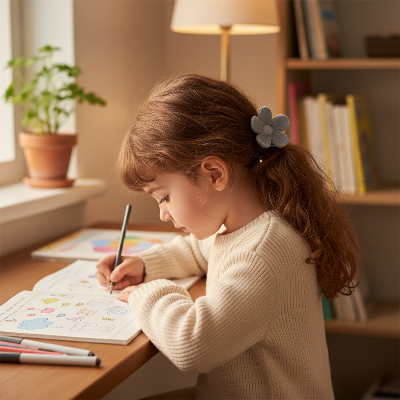 Élastique Cheveux Fille Fantaisie nœud bleu confort devoir scolaire