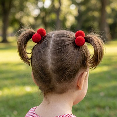 Elastique Cheveux Fille Nœud Fantaisie rouge couettes enfant 