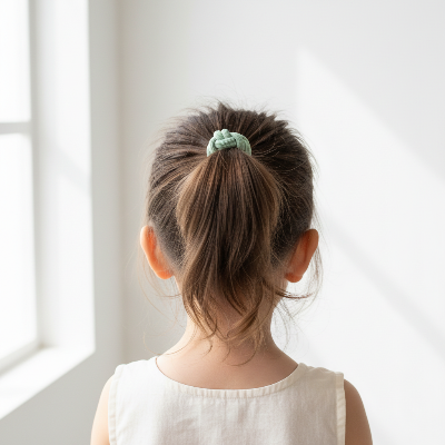 Élastique Cheveux Nœud Plissé Pastel – coiffure enfant queue de cheval