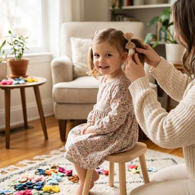 Elastique cheveux Doux et Resistants coiffure deux tresses enfant
