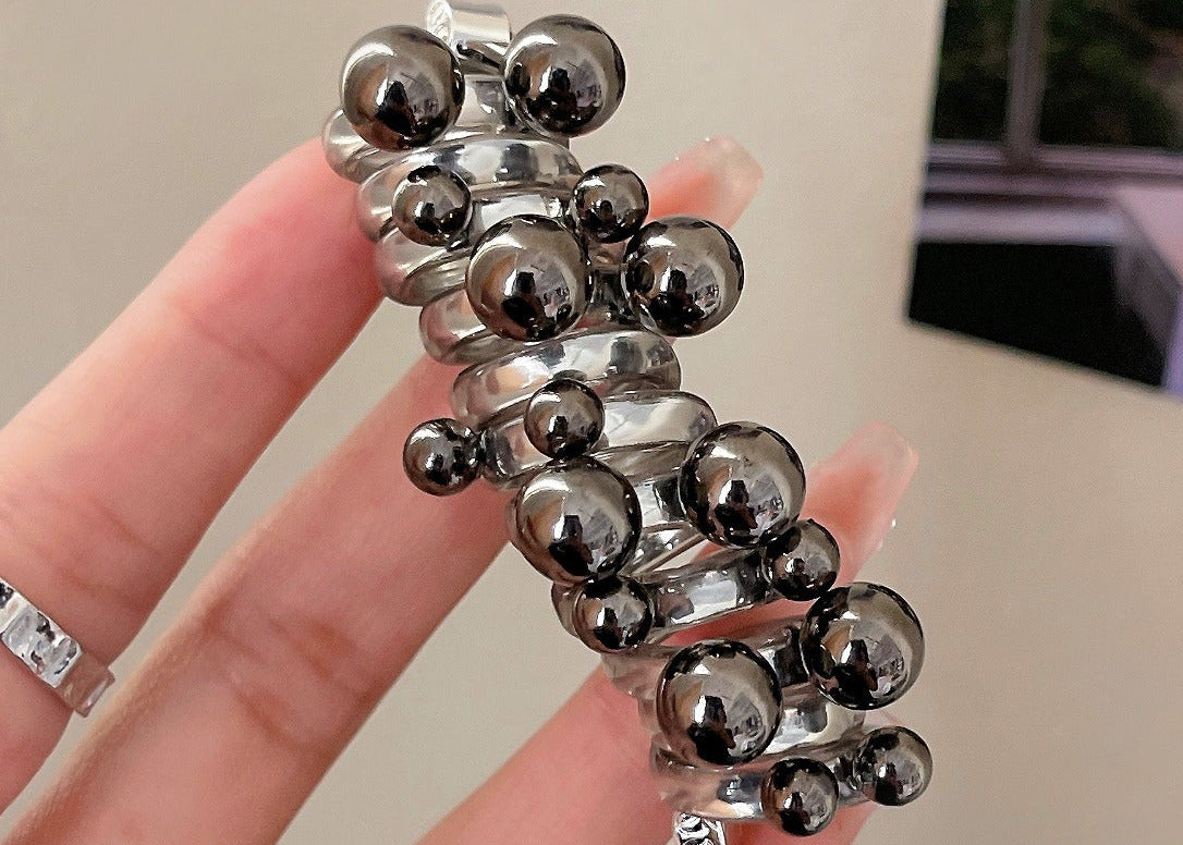 Elastique cheveux à perles - Élégance Parfaite tresse bubble perles noires 