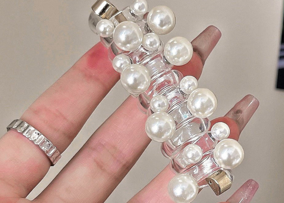 Elastique cheveux à perles - Élégance Parfaite bubble ponytail  blanches 