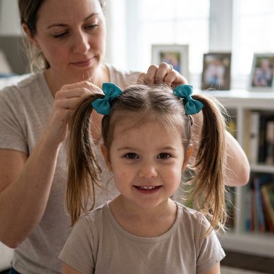Élastiques Cheveux Doux et Résistants  maman coiffe fillette 