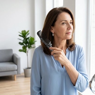  Femme mature coiffant Peigne à cheveux Demelant Douceur Papillon 