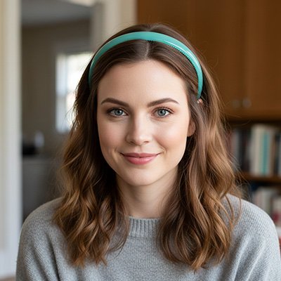 Femme portant un serre-tête translucide élégant pour coiffure quotidienne