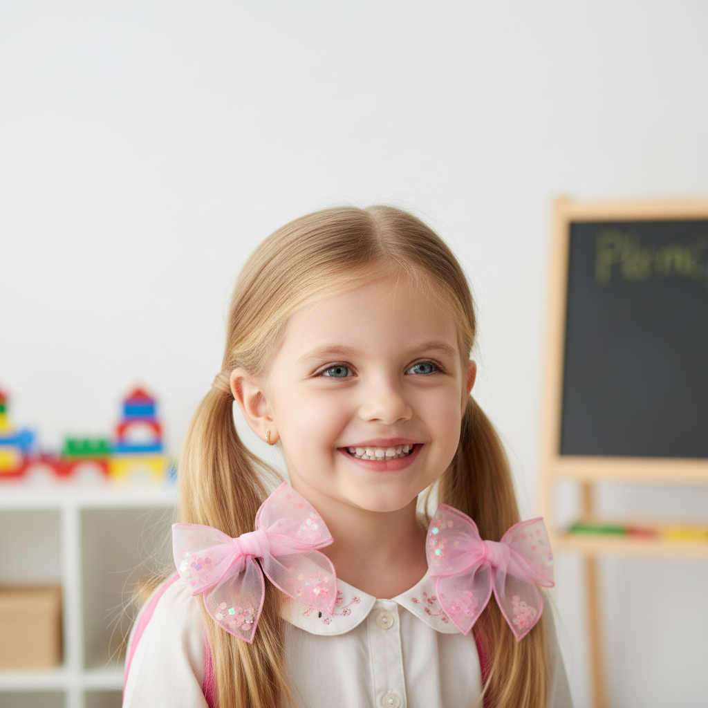 Fillette 4 ans école couettes barrette cheveux Nœud Tulle 