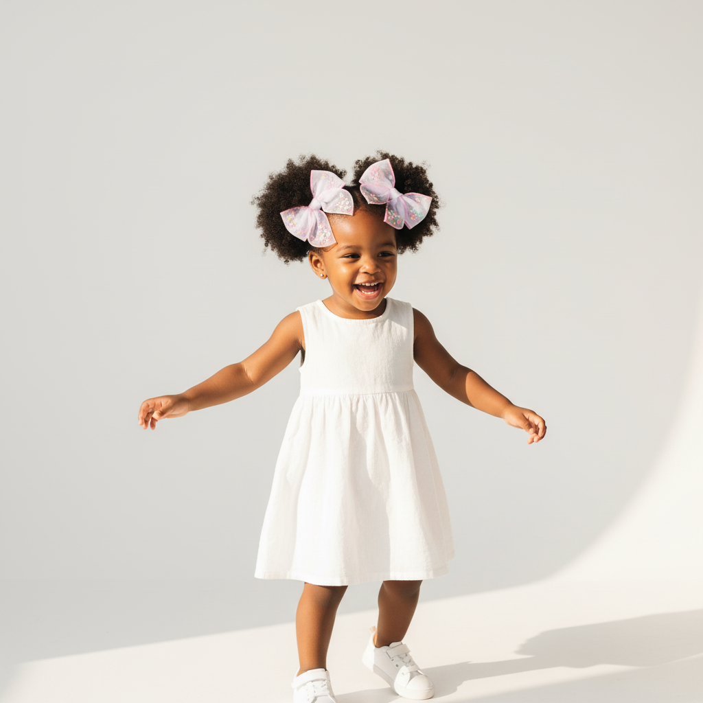 Fillette 5 ans cheveux afro puffs barrette cheveux Nœud Tulle 