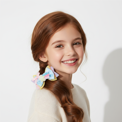Fillette cheveux auburn coiffure barrette cheveux Etoile Pastel