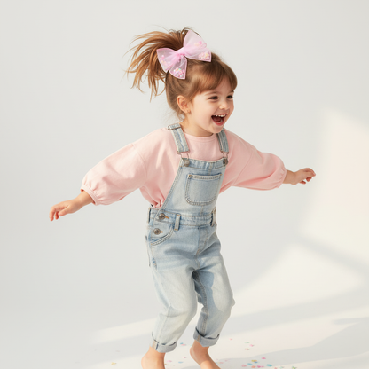 Fillette joyeuse  queue de cheval barrette cheveux Nœud Tulle 