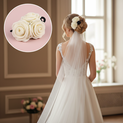 Mariée chignon pince cheveux Florale Double  blanche 
