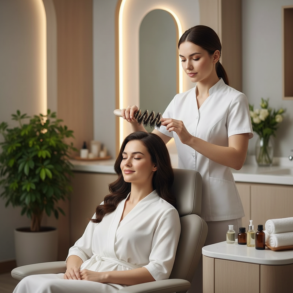 Massage relaxant du cuir chevelu spa brosse Spirale Demelante