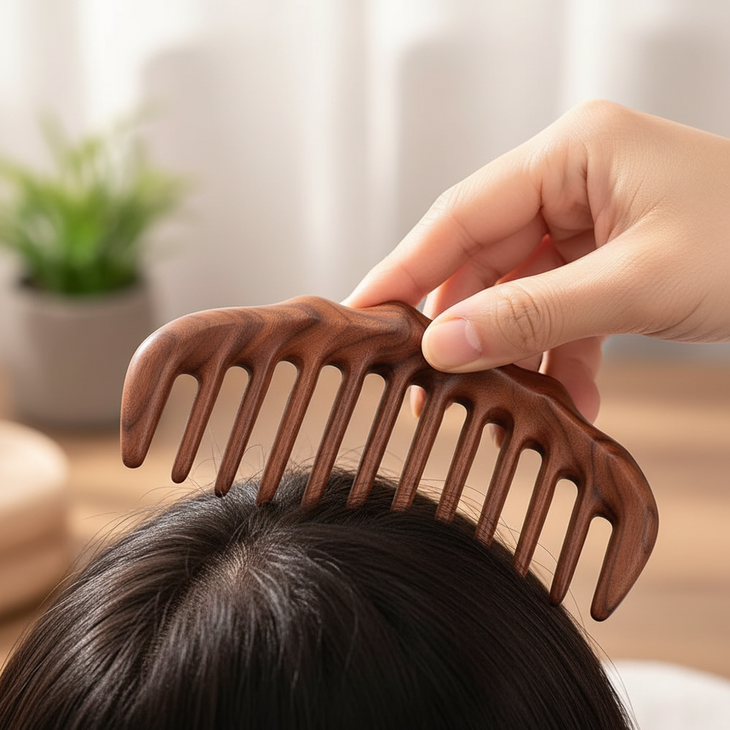 Massage relaxant peigne bois Natura Santal