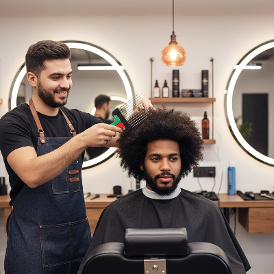 Peigne Afro Pliable utilisation coiffeur barbershop sur cheveux crépus