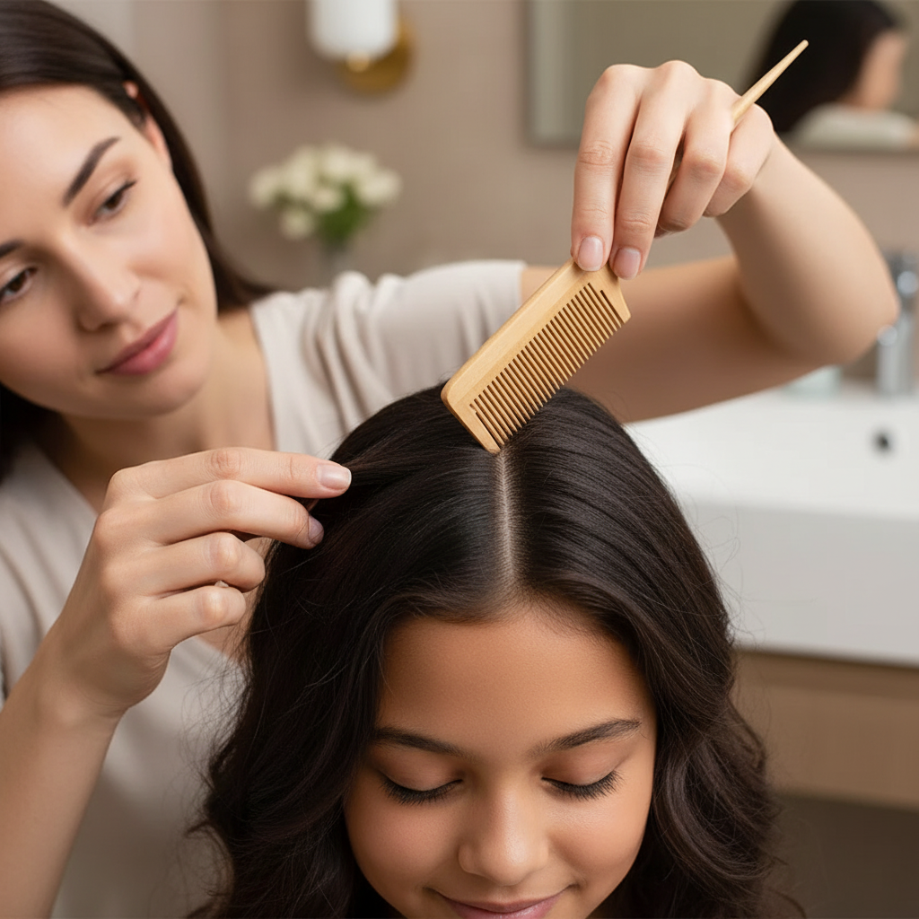Peigne Bambou Harmonie dents fines tracer raie cheveux
