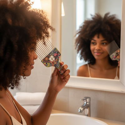Peigne Bloom Acier – femme coiffage afro antistatique