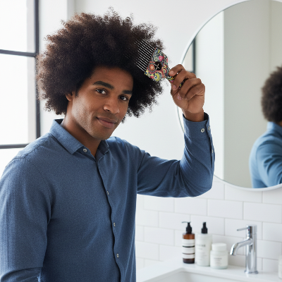 Peigne Bloom Acier – homme afro salle de bain