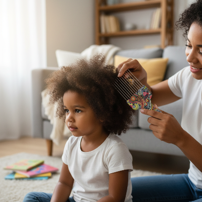 Peigne Bloom Acier – parent coiffant enfant cheveux crépus