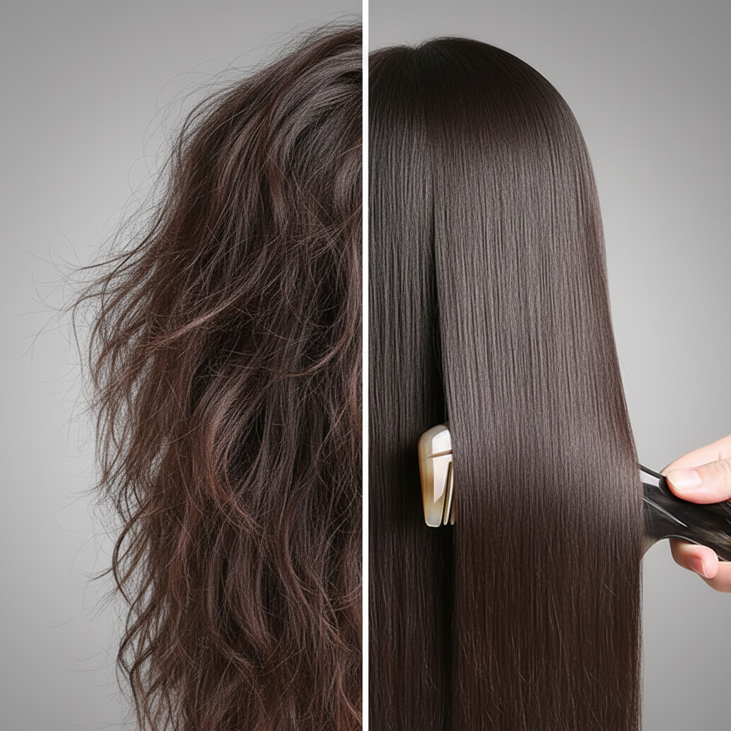 Peigne Corne Luxe anti-frisottis avant après