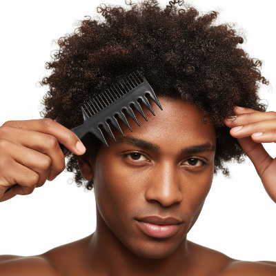 Peigne Démêlant Dents Larges double face sur cheveux crépus 