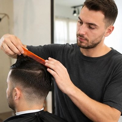 Peigne Démêlant Pliable Pocket orange – usage professionnel barbier