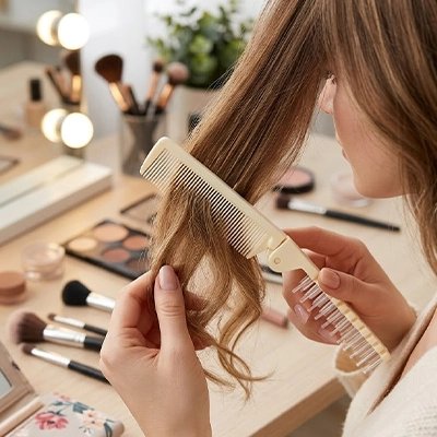 Peigne Pliable Pastel Démêlant utilisé sur cheveux longs