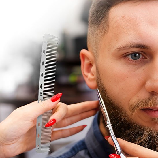 Peigne à cheveux DouceurPro professionnel acier inoxydable coupe précise barbier salon 