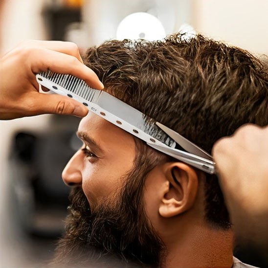 Peigne à cheveux acier inoxydable coupe cheveux courts homme salon barbier 