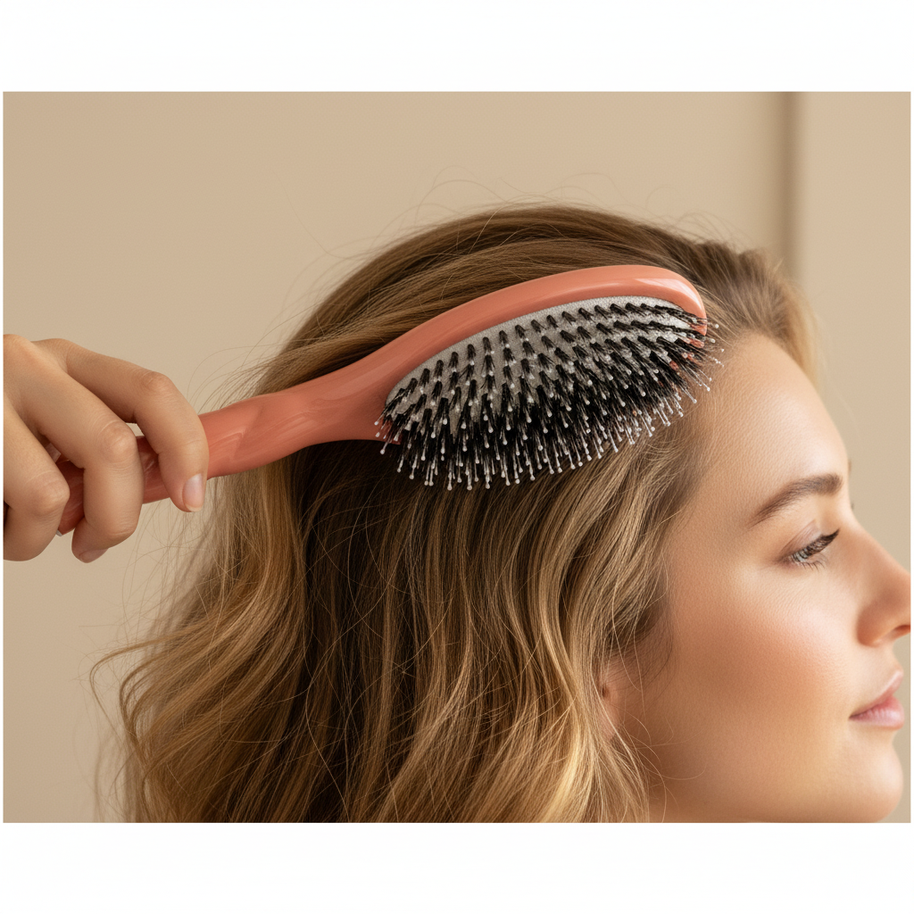 Peigne à cheveux en poils de sanglier Soin Naturel massage vue côté