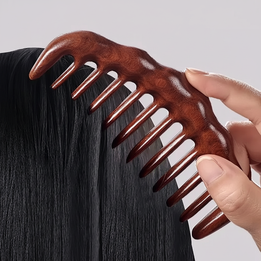 Peigne bois Natura Santal doré grandes dents robuste