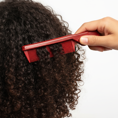 Peigne pliable 2-en-1 démêlant rouge cheveux boucles