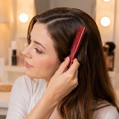 Peigne pliable 2-en-1 démêlant rouge usage quotidien