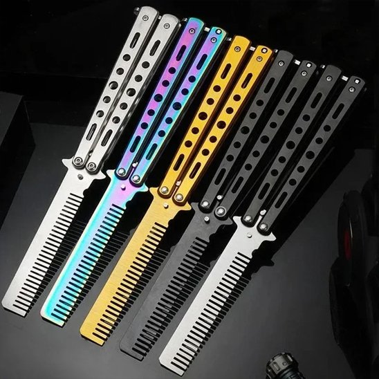 Peignes  Butterfly cinq couleurs balisong compact pour cheveux barbe 