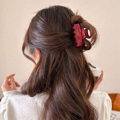 Pince Cheveux Crabe Brillante rouge demi queue de cheval