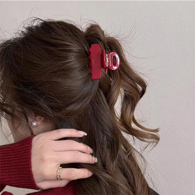 Pince Cheveux Crabe Brillante rouge tenue cheveux ferme quotidien