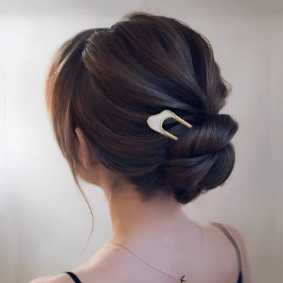 Pince Cheveux Fourchette dorée argentée pose chignon 