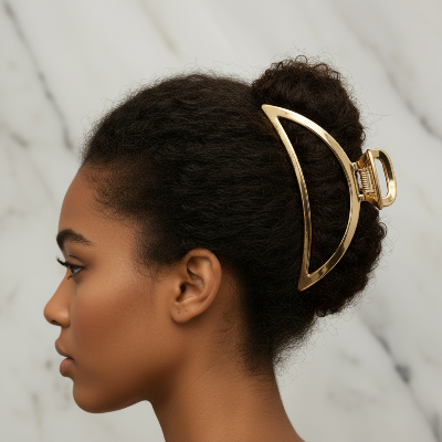 Pince Cheveux Géométrique Dorée - chignon afro