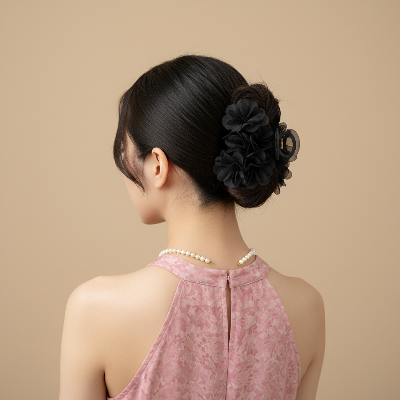 Pince à Cheveux Fleur de Mousseline chignon élégant 