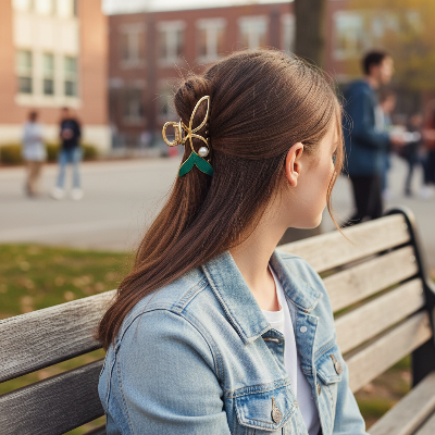 Pince à Cheveux Nageoire Nacrée vert – demi-queue ado extérieur