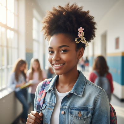 Pince à Cheveux Sakura Dorée – chignon puff ados ecole